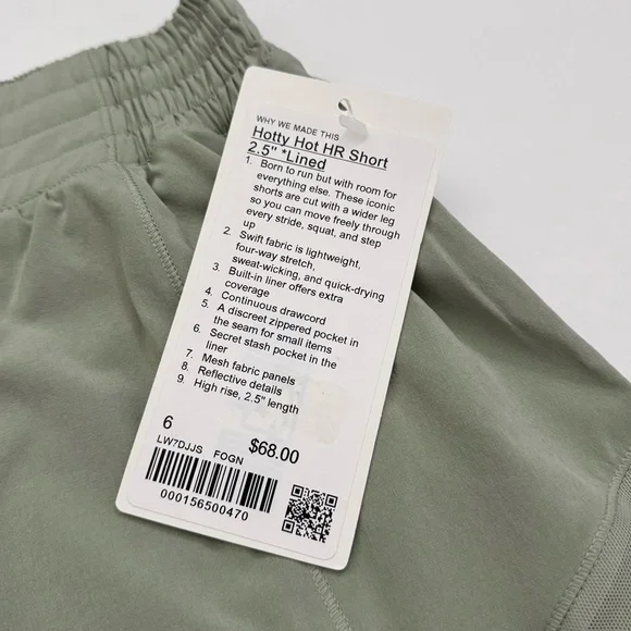 Lululemon Hotty Hot High-Rise Short 2.5" - Fog Green, Size 6 - Picture 10 of 10